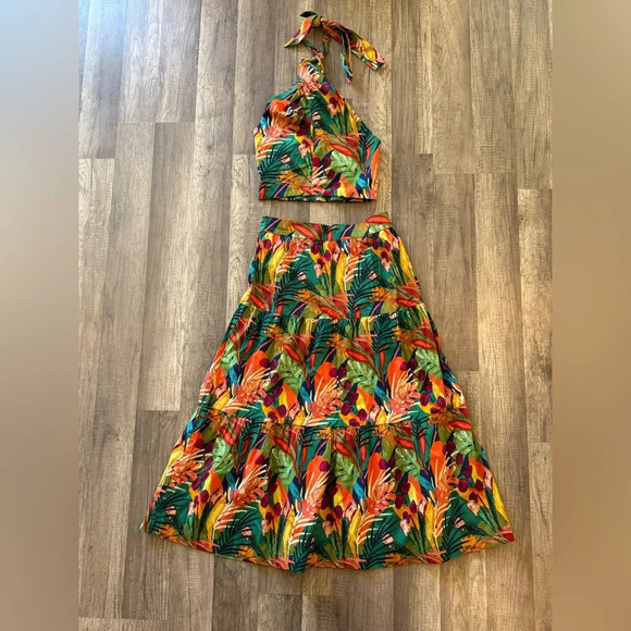 O.P.T tropical halter and skirt set - Picture 1 of 4